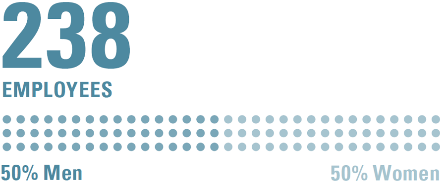 Graph of the breakdown of male and female employees