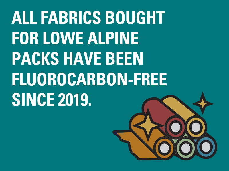 All Fabrics bought for lowe alpine packs have been fluorocarbon-free since 2019