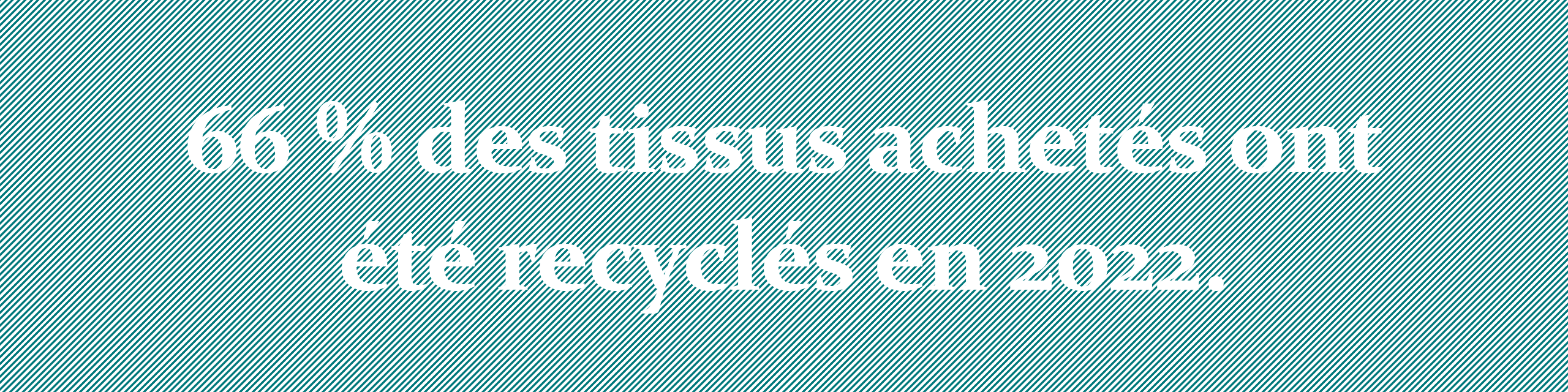 66% of all fabric we purchased was recycled in 2022. 66% of all fabric we purchased was recycled in 2022.
